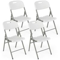 Klapstoelen Set van 4 Gaststoelen met Metalen Frame en Handgreep voor Feestjes Bruiloften 160 kg Draagvermogen Wit