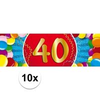 10x 40 Jaar leeftijd stickers verjaardag versiering   -
