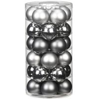 Kerstballen - 30x st - grijs - D6 cm - glas - mat/glans - kerstversiering - thumbnail