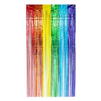 Folie deurgordijn/feestgordijn - regenboog kleuren - 100 x 200 cm - Versiering/feestartikelen