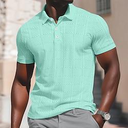 Voor heren POLO Shirt Golfshirt Werk Casual Revers Geribbelde polokraag Korte mouw Basic Modern Effen Kleur nappi Lente zomer Normale pasvorm Zwart Wit Licht Grijs Turkoois POLO Shirt Lightinthebox