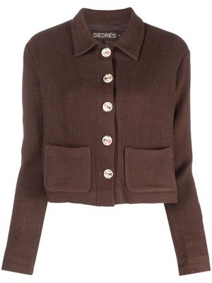 SIEDRES cardigan crop Yuna en maille - Marron
