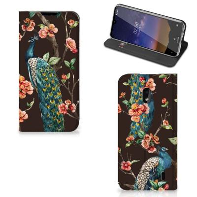 Nokia 2.2 | Hoesje maken | Pauw met Bloemen