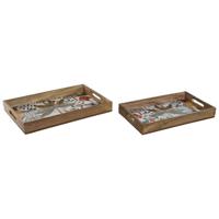 Snackdienblad Home ESPRIT Groen Oranje Tropisch Decapé 43,5 x 27 x 5,5 cm (2 Stuks)