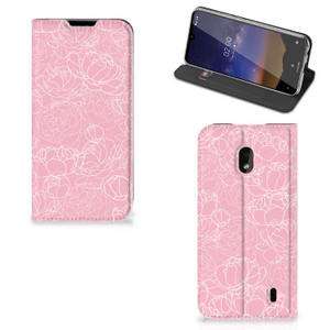 Nokia 2.2 Smart Cover White Flowers