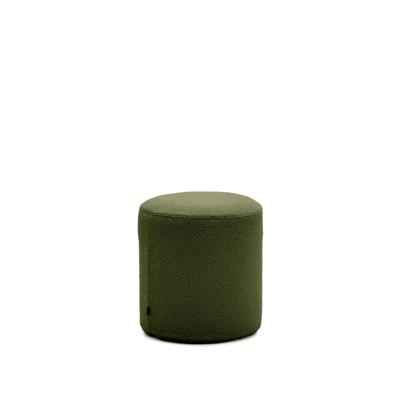 Kave Home Poef 'Kaeli' Bouclé, 43cm, kleur Donkergroen
