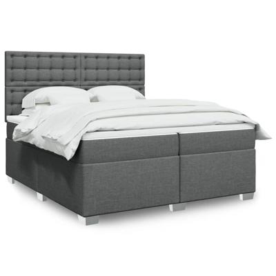 Boxspring met matras stof donkergrijs 200x200 cm