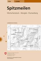 Wandelkaart - Topografische kaart 1154 Spitzmeilen | Swisstopo