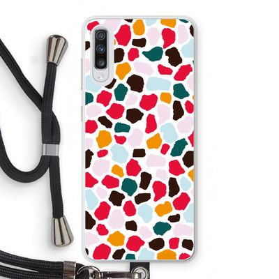 Colored Giraffe: Samsung Galaxy A70 Transparant Hoesje met koord