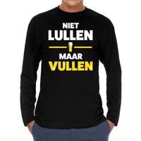 Niet lullen maar vullen long sleeve t-shirt zwart voor heren - thumbnail