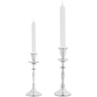 Kaarsen kandelaars set 2x stuks - metaal - voor dinerkaarsen - zilver - H23/H20 cm