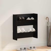 Wand Schoenenkasten Zwart eiken 60 x 18 x 60 cm Bewerkt hout