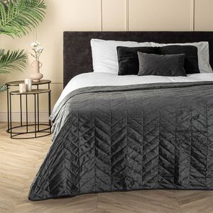 Bedsprei Velvet Prisma - Antraciet - 180x260 cm van Fresh and Co materiaal: Microvezel - Dekbed-Discounter.nl