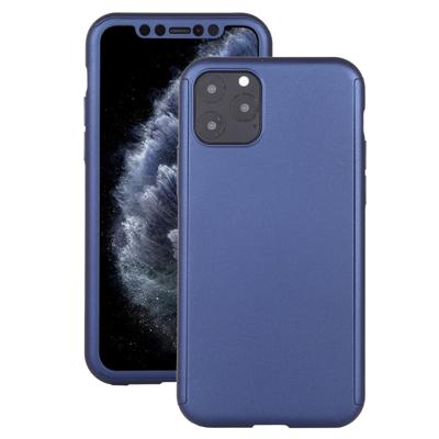 Voor iPhone 11 Pro schokbestendige PC volledige dekking beschermhoes met gehard glas film (blauw)