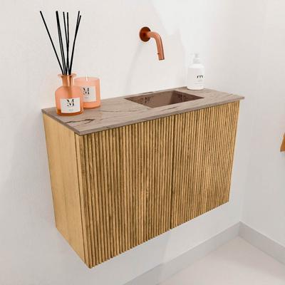 Toiletmeubel Mondiaz Joya Dlux | 60 cm | Meubelkleur Oak | Faye wastafel Arena Wasbak Rechts | Zonder kraangat(en)