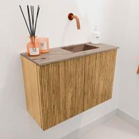 Toiletmeubel Mondiaz Joya Dlux | 60 cm | Meubelkleur Oak | Faye wastafel Arena Wasbak Rechts | Zonder kraangat(en)