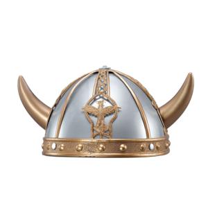 Viking verkleed helm - grijs/goud - kunststof - voor volwassenen