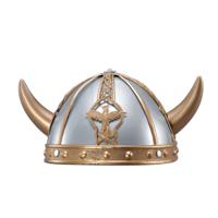 Viking verkleed helm - grijs/goud - kunststof - voor volwassenen - thumbnail