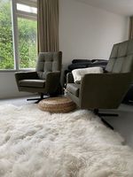 Set van 2 leren fauteuils volledig gestoffeerd - met hoge rug - groen leer - Echt leer, Modern, ontdek de vele Leersoorten en Kleuren bij ShopX