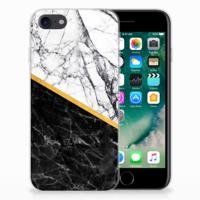 iPhone SE 2022 | SE 2020 | 8 | 7 | TPU | Siliconen hoesje | Marmer Wit Zwart - Origineel Cadeau Man
