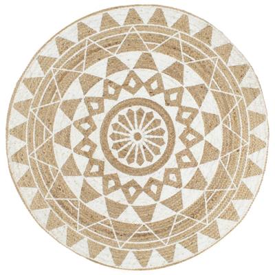 VidaXL Vloerkleed handgemaakt met witte print 90 cm jute