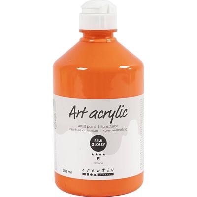 Creativ Company Acryl verf, semi-glanzend, semi-transparant, oranje, 500 ml/ 1 fles