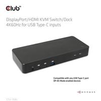 CLUB3D DisplayPort/HDMI KVM Switch/Dock 4K60Hz For USB Type-C inputs - thumbnail