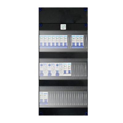 GACIA groepenkast 10 groepen kookgroep 1 fase 230V 3 aardlekschakelaars 30mA 3 rijen 220x480mm