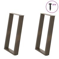 Eettafelpoten 2 st U-vormig 50x(72-73) cm staal naturel