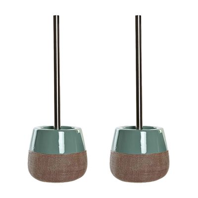 2x stuks toiletborstel met houder polystone mintgroen 36 cm