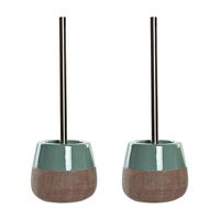 2x stuks toiletborstel met houder polystone mintgroen 36 cm 2x stuks toiletborstel met houder polystone mintgroen 36 cm