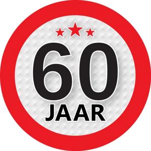 60 jaar leeftijd sticker - rond - Dia 9 cm - 60 jaar verjaardag/jubileum/leeftijd versiering