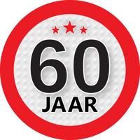 60 jaar leeftijd sticker - rond - Dia 9 cm - 60 jaar verjaardag/jubileum/leeftijd versiering