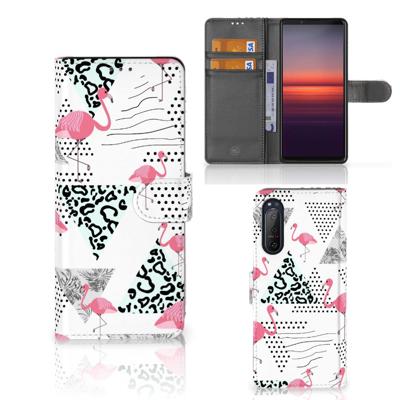 Sony Xperia 5II | Telefoonhoesje | Met pasjeshouder | Flamingo Triangle
