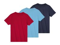 pepperts! Kinderen jongens T-shirts, 3 stuks, met ronde hals (134/140, Rood/Marineblauw/Blauw)