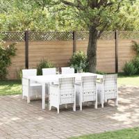 Tuin Eetset 7 pcs Wit 200 x 100 x 73 cm Poly rattan