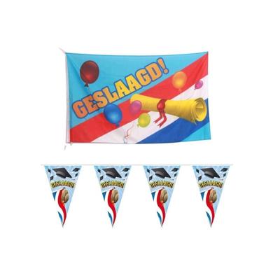 Vlag geslaagd/afgestudeerd met diploma - geslaagd/afgestudeerd vlaggenlijn - slinger van 10 m