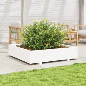 VidaXL Plantenbak 110x110x26,5 cm massief grenenhout wit