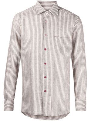 Kiton chemise rayées à manches longues - Marron
