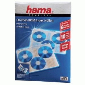 1x10 Hama CD-ROM-ordner-hoezen transparant-wit 49835