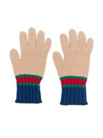 Gucci Kids striped knitted wool gloves - Tons neutres