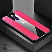 Voor OPPO A9 XINLI stiksels doek Textue schokbestendig TPU beschermhoes (rood)