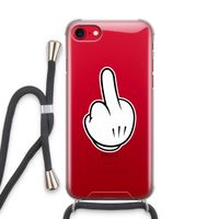Middle finger white: iPhone SE 2020 Transparant Hoesje met koord