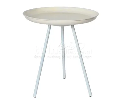 Bijzettafel Metaal H43cm Ø40cm Crème-Wit