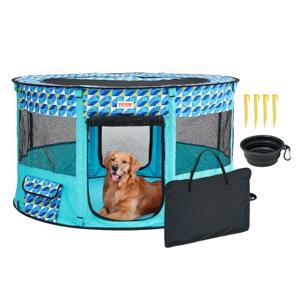 VEVOR puppybox opvouwbaar 1117 x 1117 x 609 mm puppyren dierenbox 13 x 5 cm opvouwbare voerbak hondenbox 600D Oxford stof hondenbox buitenren voor kleine middelgrote huisdieren