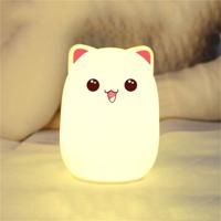 YWXLight kleur verandering kat vorm USB oplaadbare LED Silicone zacht nachtlampje (roze)