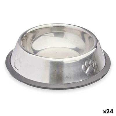 Voerbak voor honden Mascow Grijs Zilverkleurig Rubber Metaal 15 x 4 x 15 cm 16 x 3,5 x 16 cm (24 Stuks)