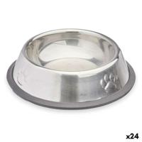 Voerbak voor honden Mascow Grijs Zilverkleurig Rubber Metaal 15 x 4 x 15 cm 16 x 3,5 x 16 cm (24 Stuks)