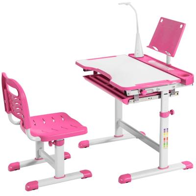 Kinderbureau en Stoelen set in Hoogte Verstelbare Kinderen Studie Tafel en Stoel Set Thuis School Kinderen Bureau Roze