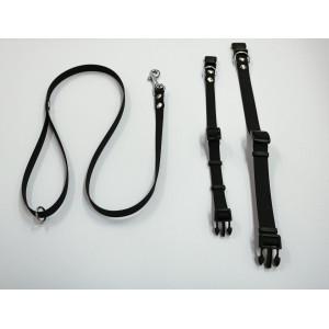 Halsband of looplijn Luca anti-slip rubber zwart Lijn 15 mm x 100 cm